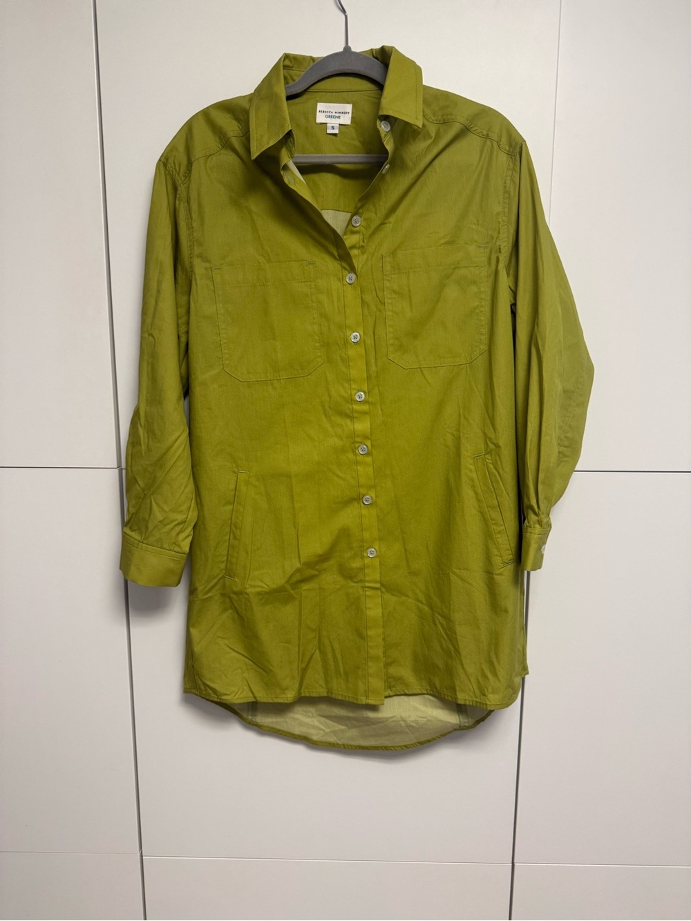 Rebecca Minkoff size S Greene Lime-Green Blouse 100 procent cotton - Picture 1 of 5